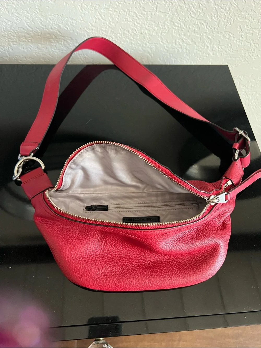 Rebecca Minkoff Hot Pink Pebbled Leather Crossbody Belt Bag